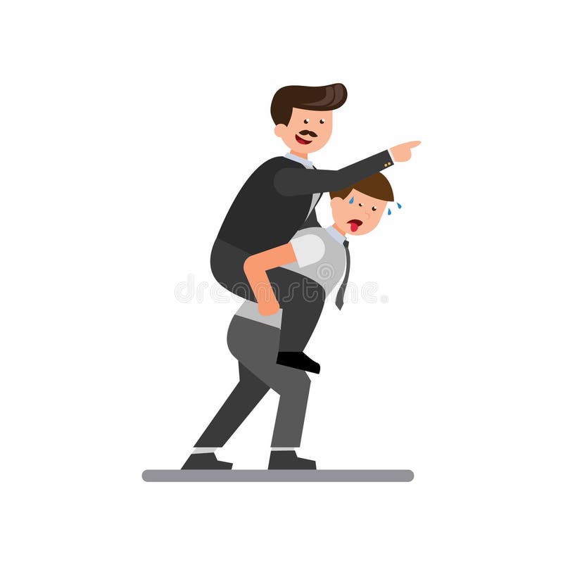 Office worker carrying boss flat illustration vector isolated in white background royalty free illustration