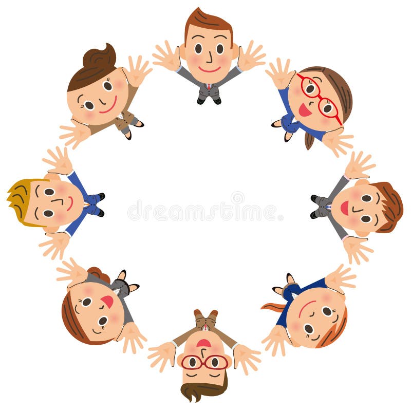Office worker meeting circle vector illustration