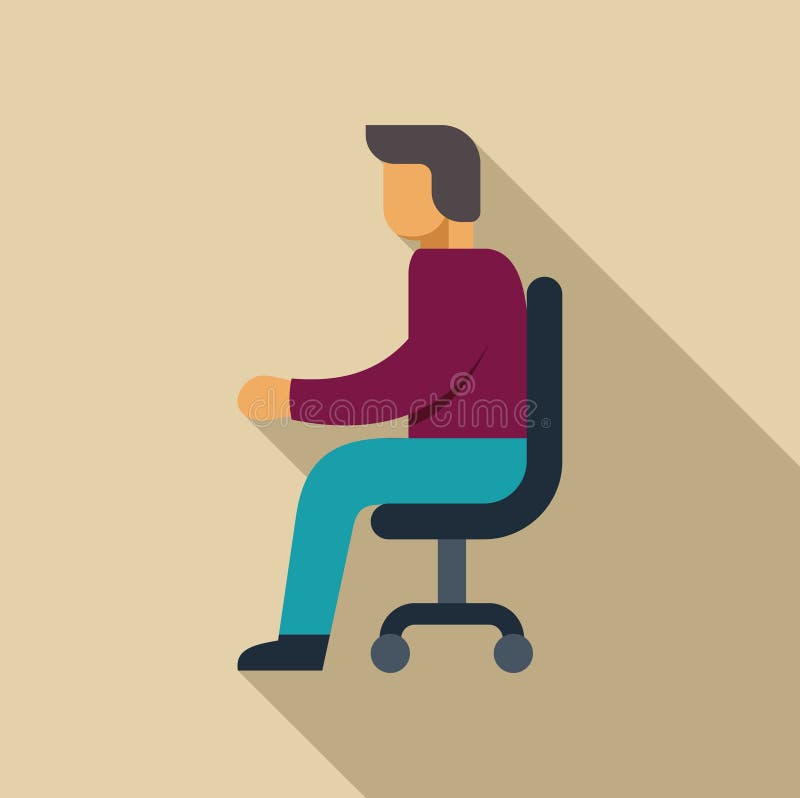 Office worker sitting on chair working on computer stock illustration