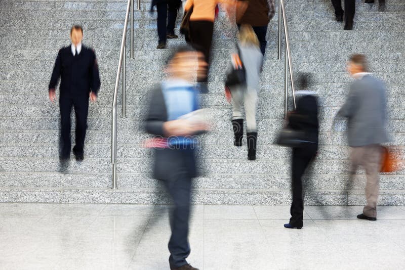 Office Worker Walking Up Stairs, Motion Blur