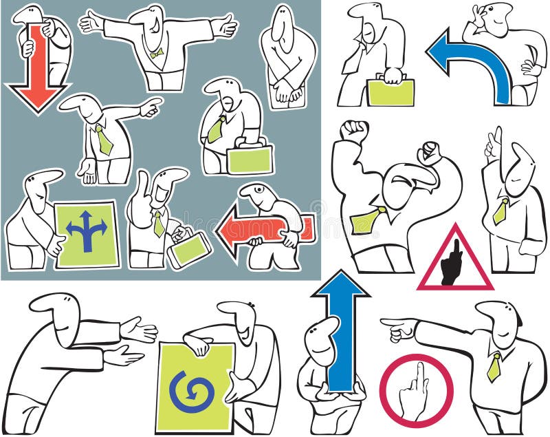 Office workers indicate the direction