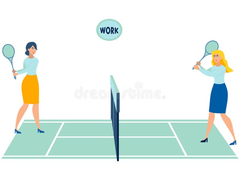 Office Workers Play Tennis. Throwing Work Stock Vector - Illustration of  brainstorming, person: 144514915