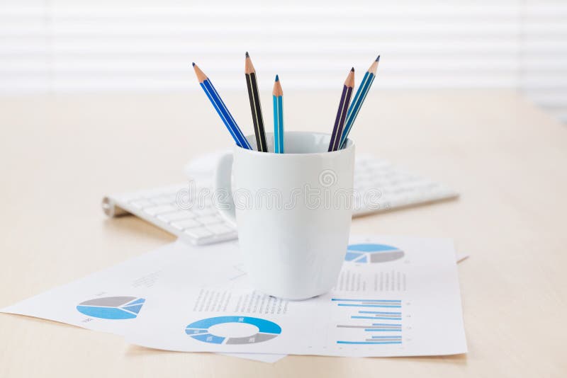 Office Workplace with Supplies Stock Image Image of chart, business