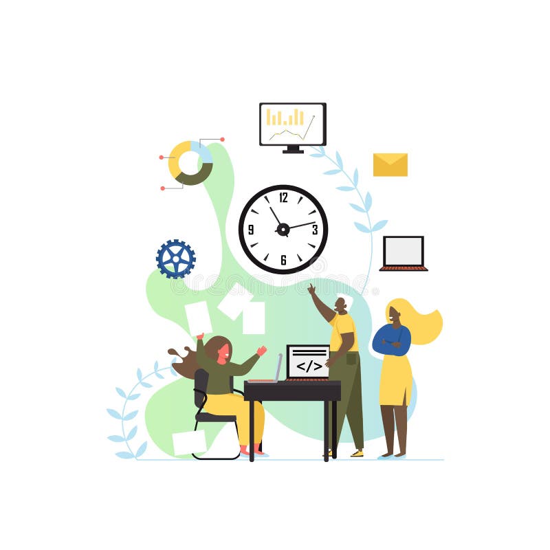 Office workspace, vector flat style design illustration stock illustration