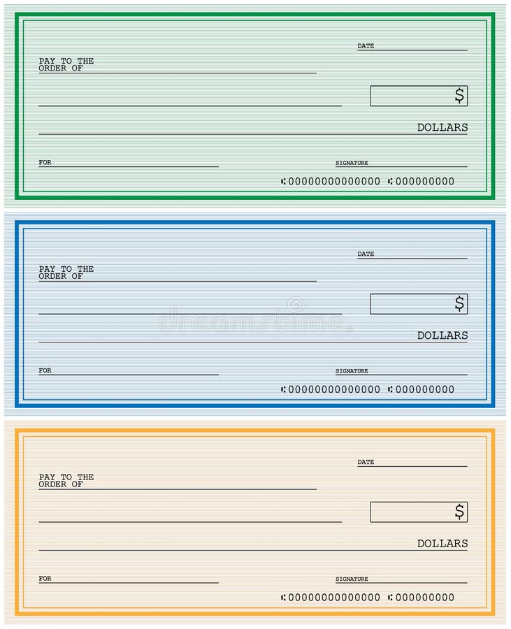 Official Bank Check in Three Colours, Vector Illustration Stock Vector ...