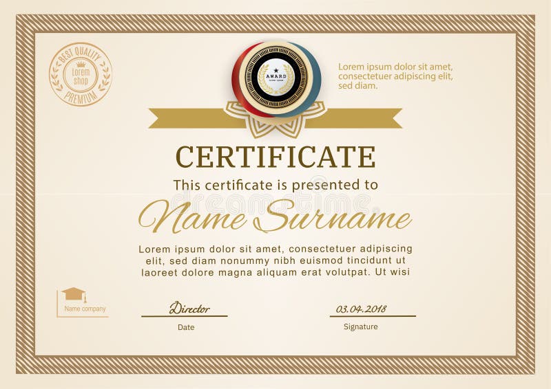 Official Certificate with Beige Simple Border. Business Beige Modern ...