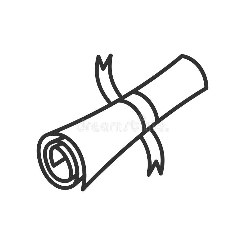 Ancient Scroll Outline Flat Icon on White royalty free illustration