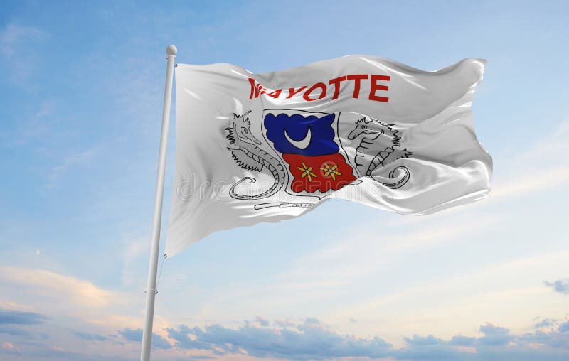 Mayotte official national flag and coat of arms, French territory