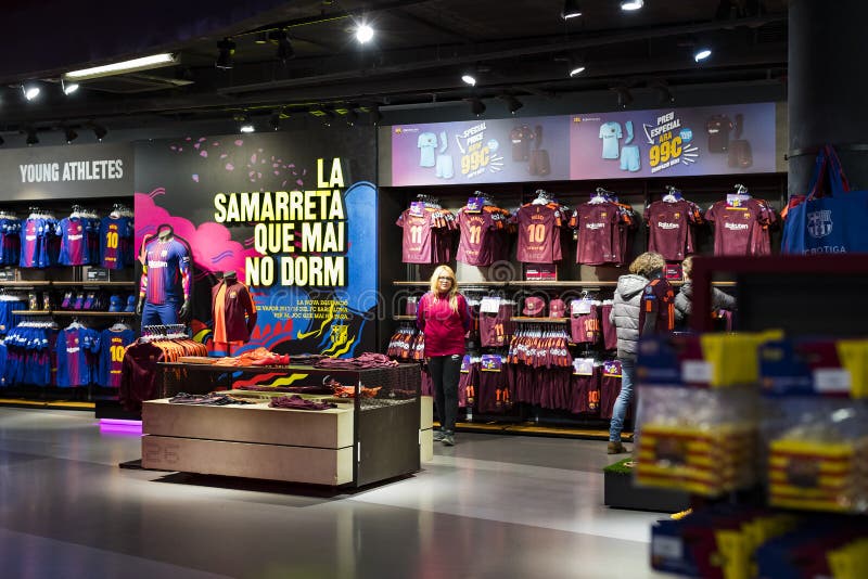 Official Store FC Barcelona , Clothing and Footwear Team of Souvenirs and Paraphernalia for Fans the Team and Visitors of the S Editorial Image - Image of 116074895