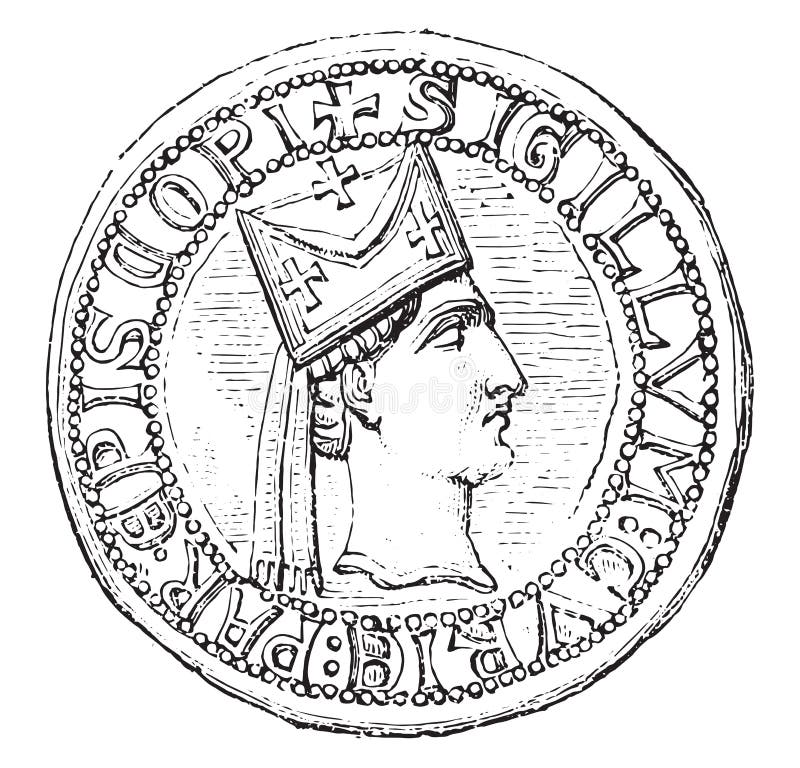 Officialite De Paris. Évêque De Tête Dans La Gravure D'époque De Profil