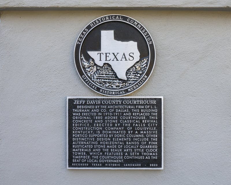 Officieel historisch medallion van het gerechtshof van de provincie jeff davis in de stad fort davis texas.