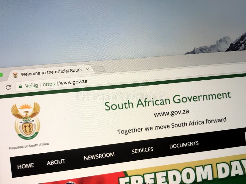 Officiële homepage van de Regering van Zuid-Afrika royalty-vrije stock foto Officiële homepage van de Regering van Zuid-Afrika royalty-vrije stock foto