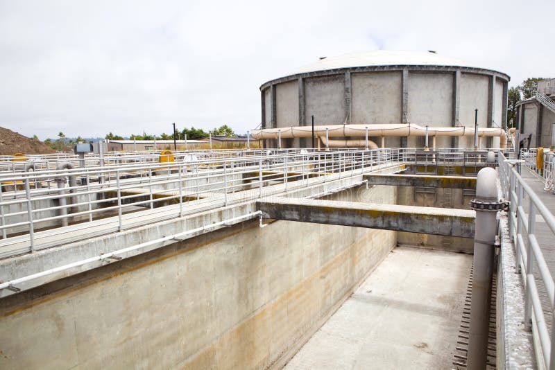 Offline Basin at a Wastewater Treatment Plant Stock Image Image of