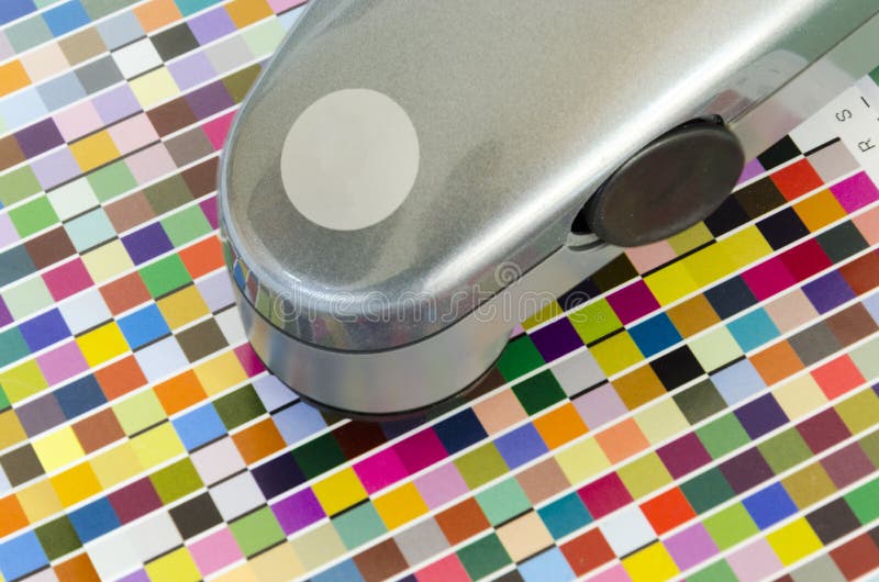 Offset machine press print run at table royalty free stock photo