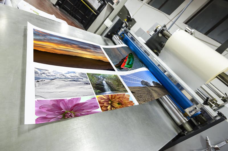 Offset machine roll laminator stock photos