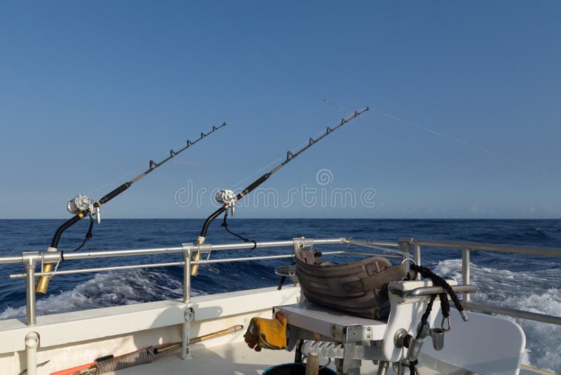 Offshore Fishing Gear and Chair of Boat Stock Photo - Image of