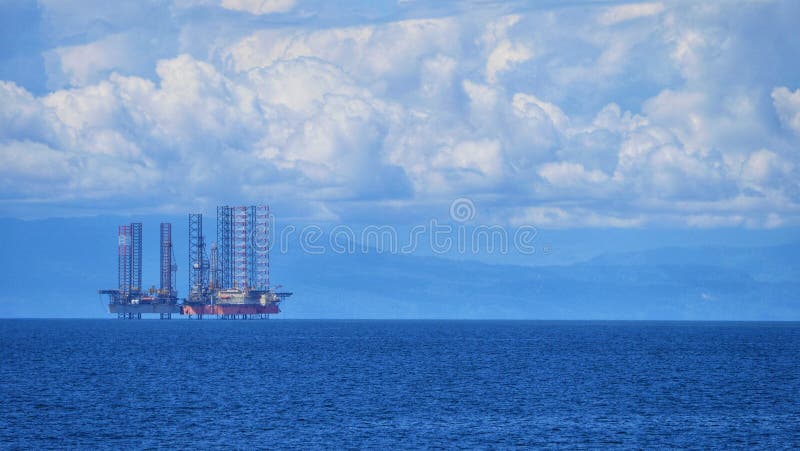 Offshore jack up rig at anchorage area.