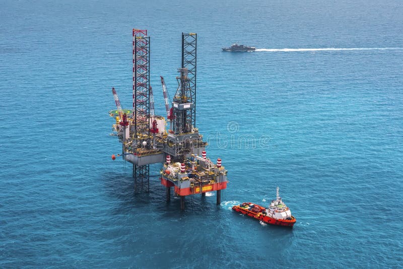 Offshore oil rig drilling platform stock photos