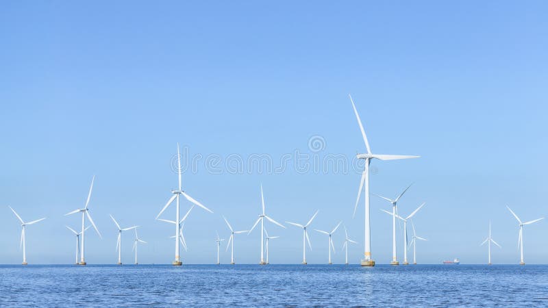 Offshore Wind Turbines Farm in the sea . Lillgrund Wind farm by the coast of Denmark and Sweden. Offshore Wind Turbines Farm in the sea . Lillgrund Wind farm by the coast of Denmark and Sweden