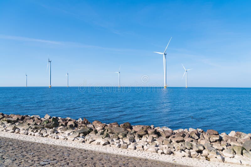 Offshore windmill park in the Netherlands. Offshore windmill park in the Netherlands