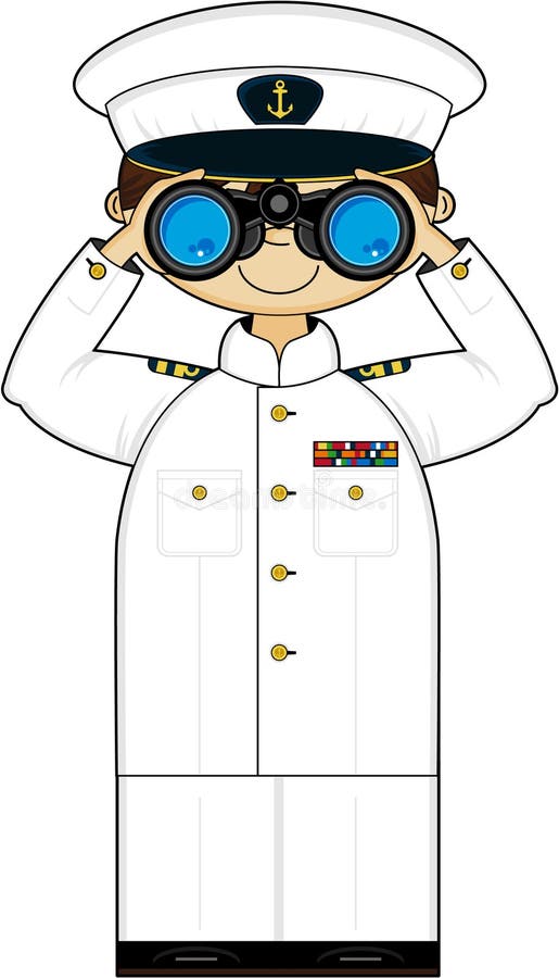 Oficial bonito da marinha dos desenhos animados ilustração stock Oficial bonito da marinha dos desenhos animados ilustração stock