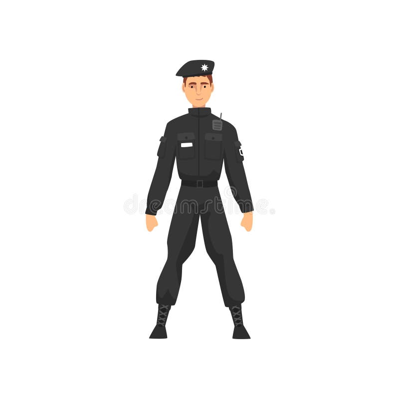 Policía Profesional En Uniforme, Oficial Vector Illustration De Las Policías  De Seguridad Ilustración del Vector - Ilustración de rescate, juego:  141168434