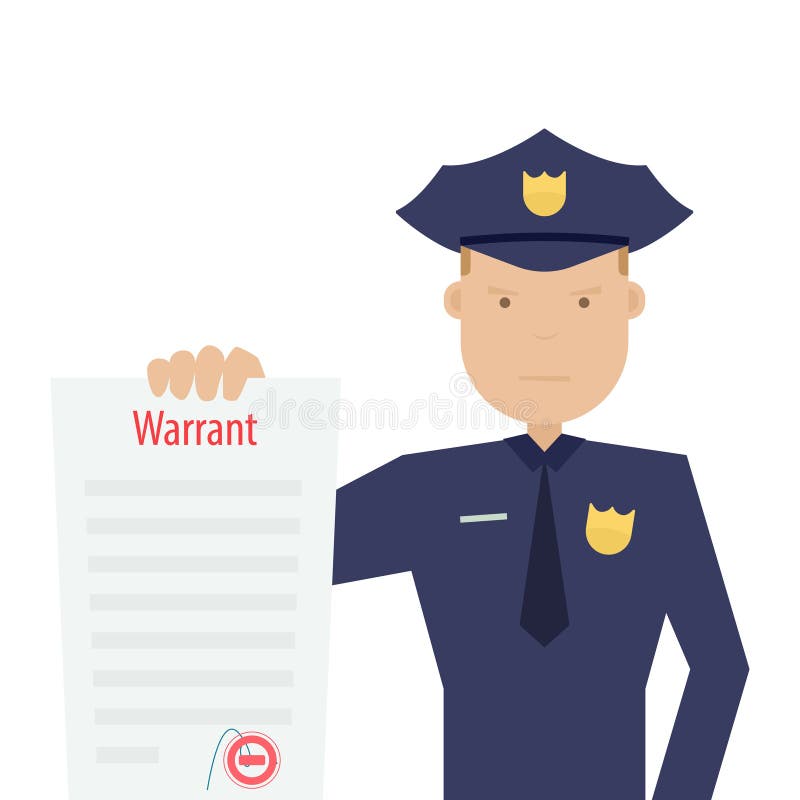 Oficial de policía que lleva a cabo el orden de detención stock de ilustración Oficial de policía que lleva a cabo el orden de detención stock de ilustración
