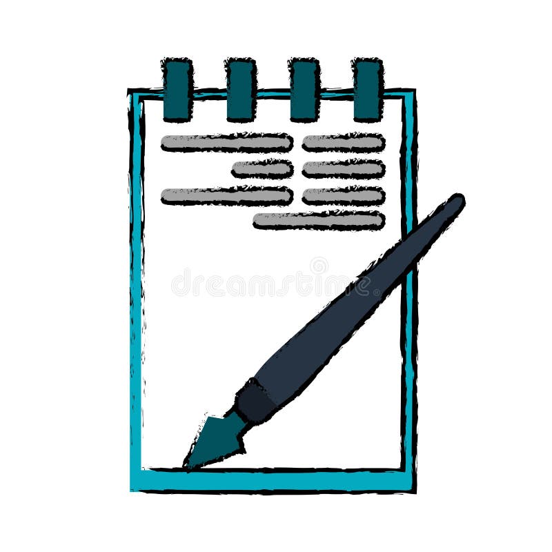Oficina De La Escritura De La Pluma Del Papel De La Libreta Del Dibujo  Ilustración del Vector - Ilustración de estudio, cuaderno: 83854049