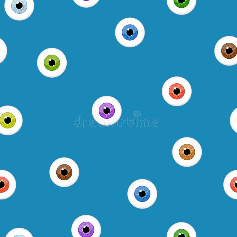 Ogen naadloos patroon op blauwe achtergrond Het concept van de oogappelsiris stock illustratie Ogen naadloos patroon op blauwe achtergrond Het concept van de oogappelsiris stock illustratie