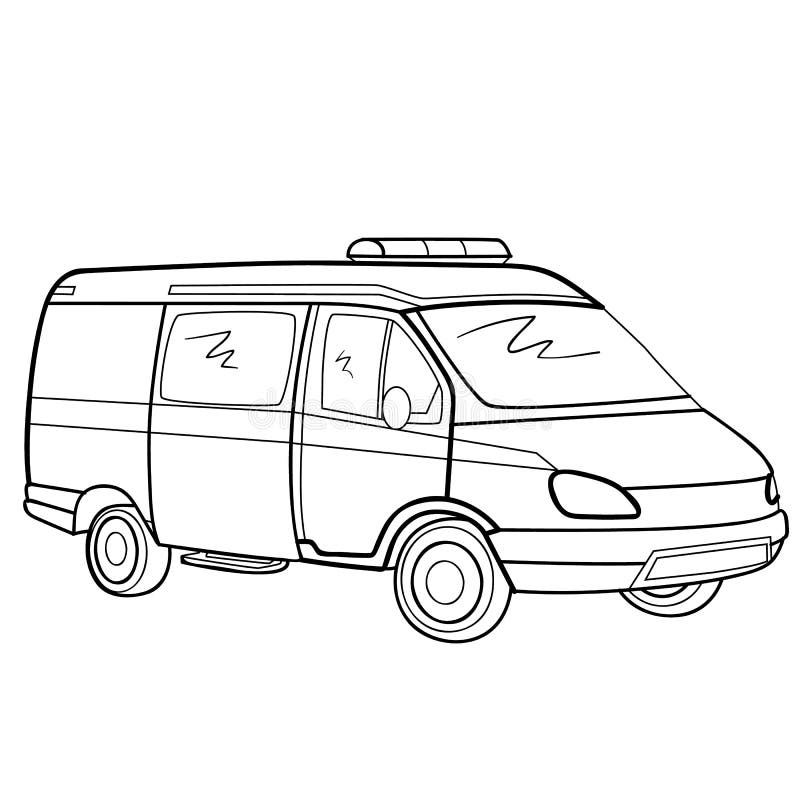 Oggetto isolato del libro di colorazione dell'ambulanza su sfondo bianco illustrazione vettoriale