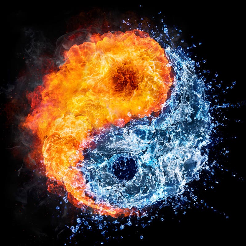 Ogień i woda - yin Yang pojęcie ilustracja wektor