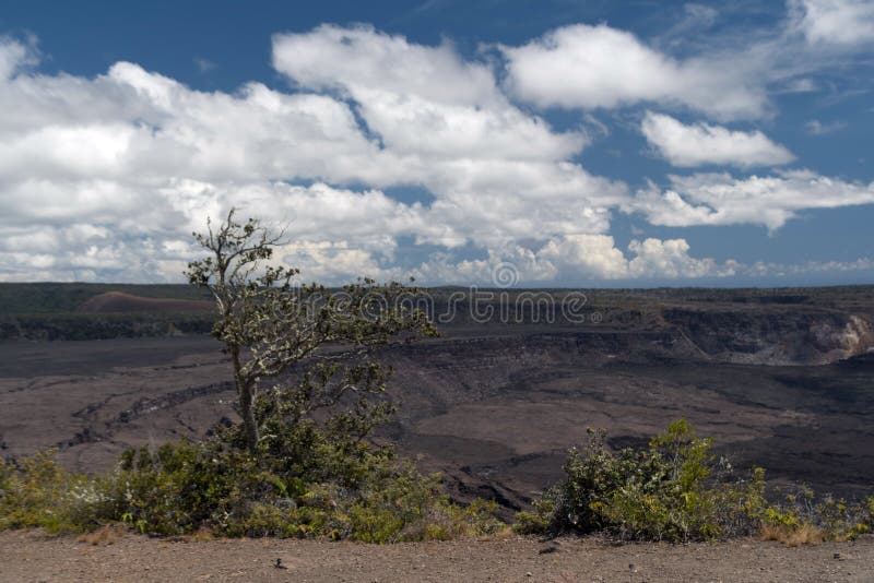 Vast empty  space around Kīlauea crater viewed while hiking on Kau Desert Trail, Volcano State Park, Hawaii. Vast empty  space around Kīlauea crater viewed while hiking on Kau Desert Trail, Volcano State Park, Hawaii