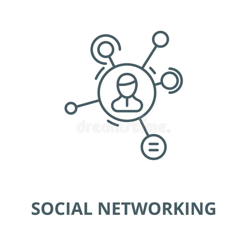 Ogólnospołeczna networking wektoru linii ikona, liniowy pojęcie, konturu znak, symbol ilustracji