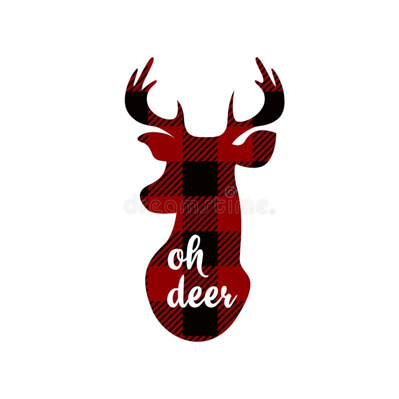 Oh Deer. Christmas Printables. Red Checkered Background Stock Vector -  Illustration of positive, card: 195611862