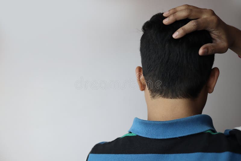 Back of the Head of a Young Indian Male with Copy Space for Text Isolated  on Grey Stock Photo - Image of indian, ears: 168055030