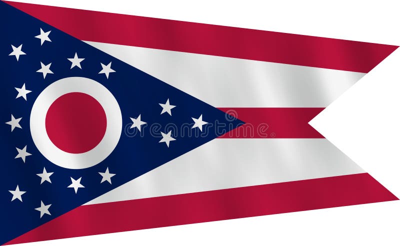 Ohio US state flag with waving effect, official proportion royalty free illustration