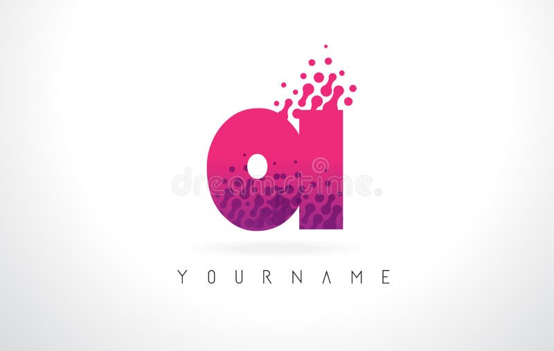 YL Y L Letter Logo with Pink Purple Color and Particles Dots