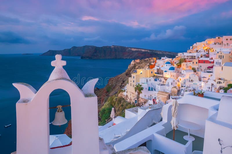 Oia Town Cityscape at Santorini Island in Greece Stock Photo - Image of ...