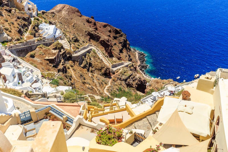 Oia σκαλοπάτια στη θάλασσα στοκ φωτογραφίες Oia σκαλοπάτια στη θάλασσα στοκ φωτογραφίες