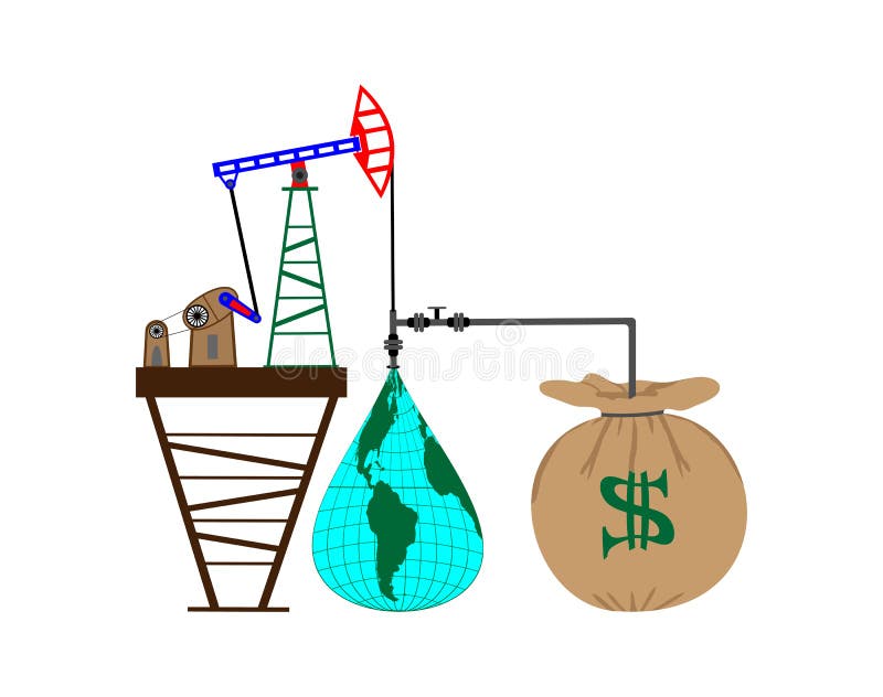 Pumping oil from the Earth stock illustration. Illustration of medical