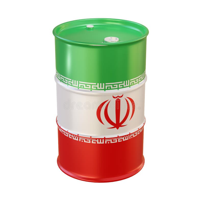 Oil barrel in Iran flag stock illustration