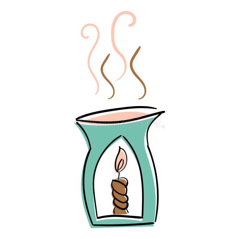 Oil Burner Doodle Icon, Vector Illustration Stock Illustration