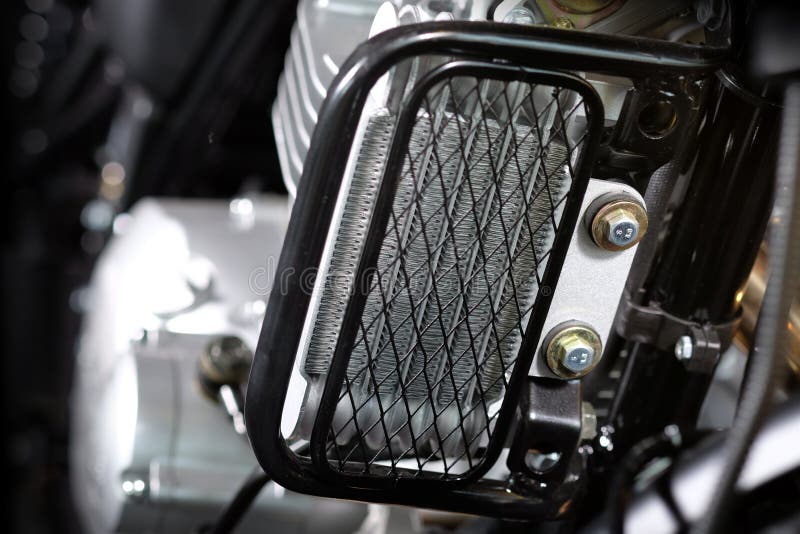 Oil cooler of motorcycle stock photo. Image of vent 152840164
