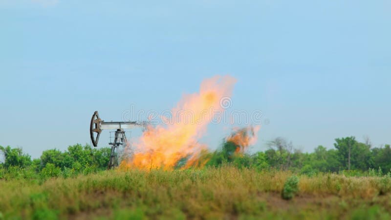 Oil Derrick Symbolically In The Fire