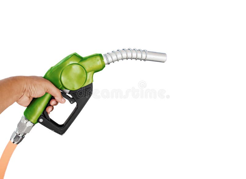 Oil dispenser handle, green color that separates from the background white background. Fuel system distributor, energy technologyOil dispenser handle, green color that separates from the background white background. Fuel system distributor, energy technology