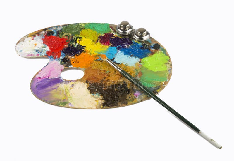 Oil drawing board with pen stock photo. Image of artist 32988932