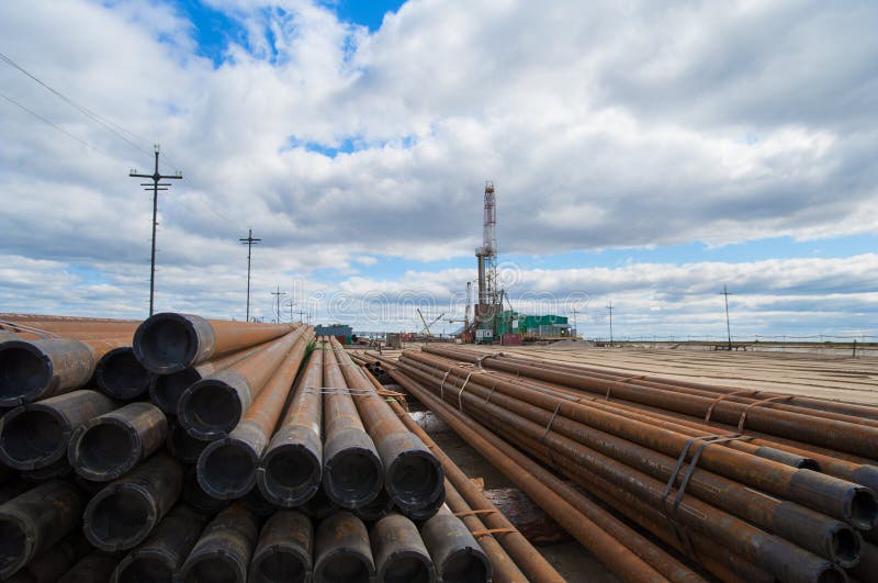 Oil drilling pipe on the background