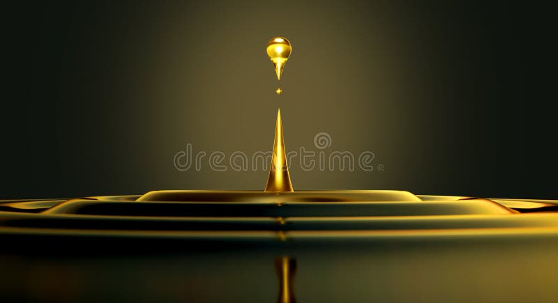 An extreme close up of a drop of oil creating ripples on an isolated black background. An extreme close up of a drop of oil creating ripples on an isolated black background