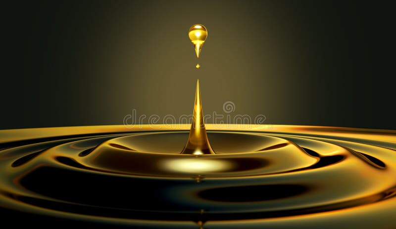 An extreme close up of a drop of oil creating ripples on an isolated black background. An extreme close up of a drop of oil creating ripples on an isolated black background