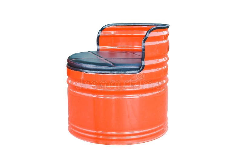 Oil drum stool isolated on white. Metal steel drum stock images, royalty-free photos and pictures